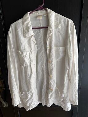 GAP White Lightweight Button-Front Shirt Jacket